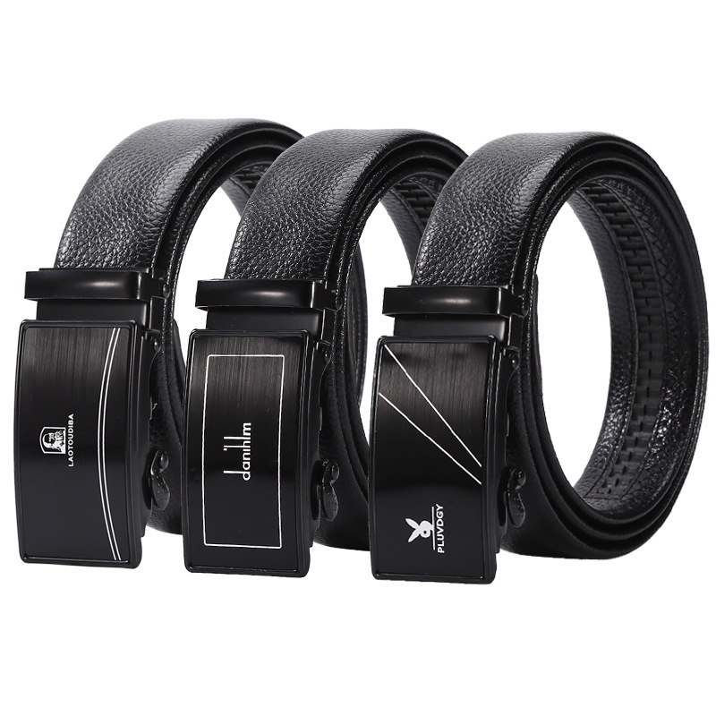 Men's belt wholesale light board casual pants belt stall supply youth middle-aged automatic buckle belt imitation leather iron buckle