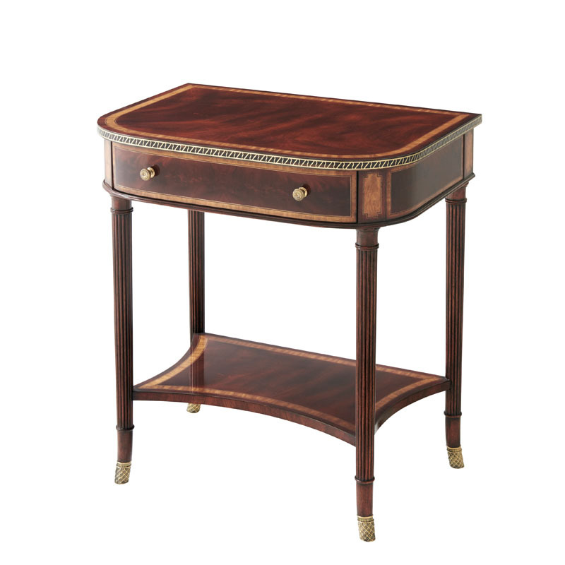 British Neoclassical Roman Column Furniture Alexander Solid Wood Carved Bedside Storage Cabinet European Lacaza Furniture