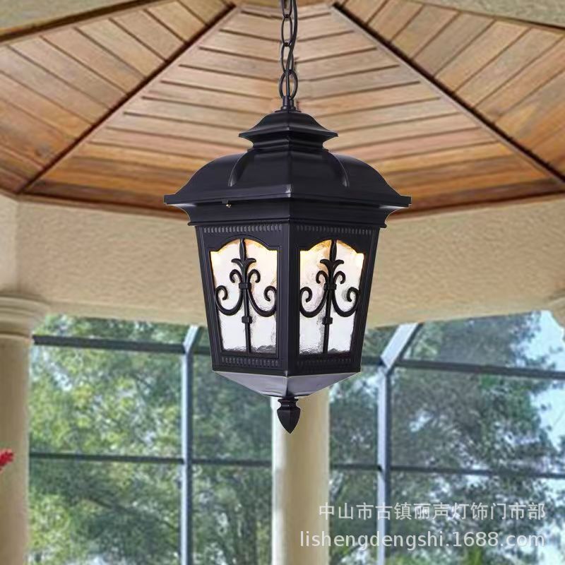 European Retro Simple Outdoor Waterproof Chandelier Living Room Balcony Aisle Corridor Garden Courtyard Pavilion Lighting