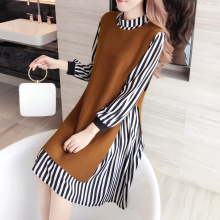 大码女装秋装女胖mm新款套装两件套宽松藏肉胖妹妹长袖连衣裙