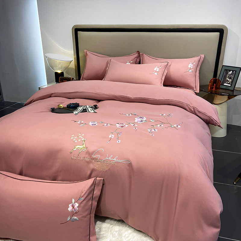 新商品の水洗い綿の毛磨き刺繍四点セットの肌に優しい刺繍布団カバーのシーツの寝具の刺繍卸売り|undefined