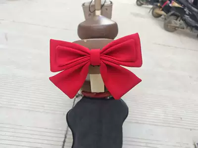 Cute Motorcycle Helmet Bow Red Double Layer Large Heavy Craft Detachable Base Battery Car Helmet Decoration (Motosiklet dəbilqələri) - big-red-bow-base-3m-glue