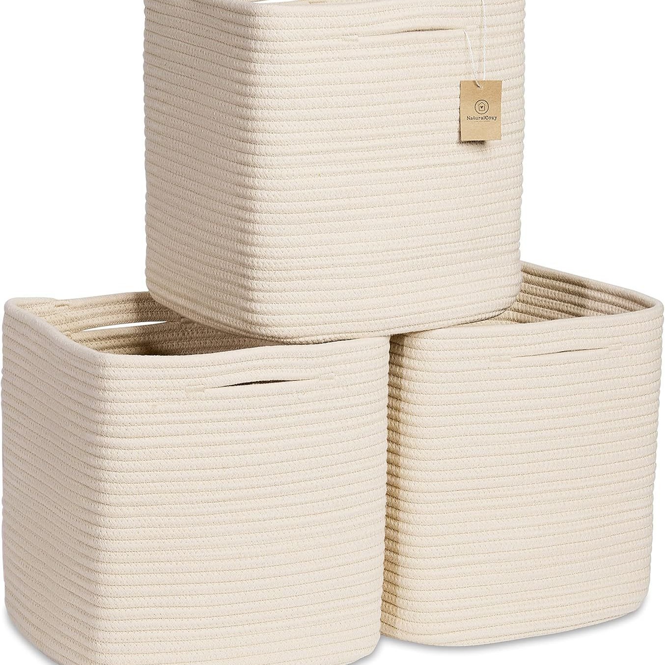 Amazon ofrece una cesta de ropa sucia de algodón para juguetes para bebés, estantes de almacenamiento de armario, cesta de toallas de baño plegable