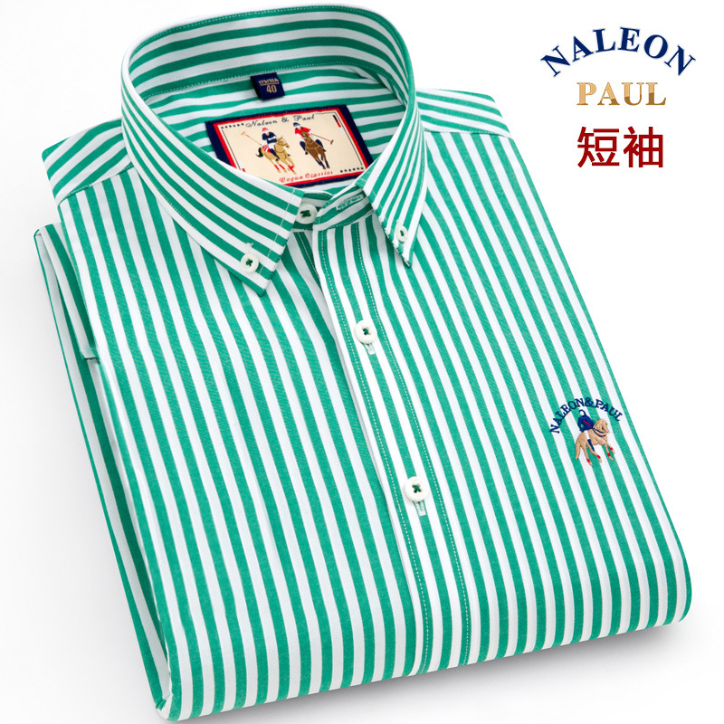 保罗夏季纯棉短袖条纹衬衫 D5509  D5510 无绣标D5509 D5510