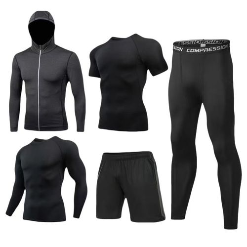 Men's cross-border sports suit, high-elasticity sportswear, running football training, fitness suit, quick-drying breathable tights