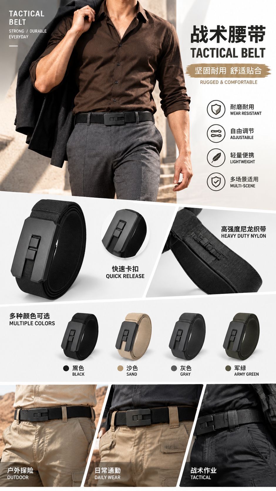 Elastik Bel Naylon Taktik Kemeri Askeri Eğitim Erkek Alaşım İtme-Çekme Toka Esnek Outdoor Spor Trend Deri Kemer