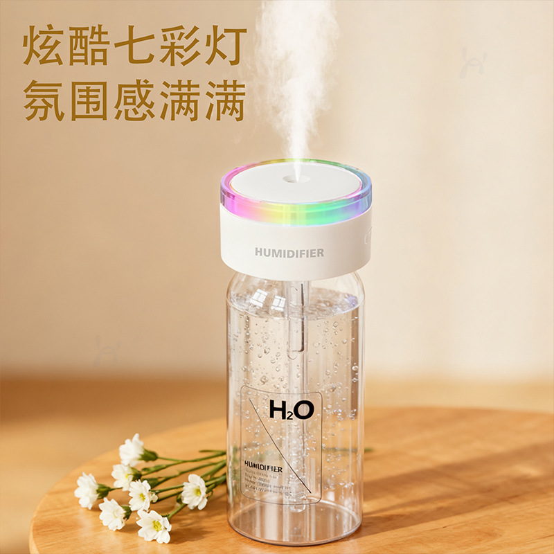 Cross-Border Colorful Lamp Humidifier Small Car Colorful Atmosphere Lamp 2025 New Desktop Humidifier Wireless Portable