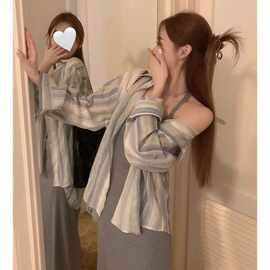 2026夏季日系慵懒风甜美衬衣简约宽松防晒衬衫外套女性感收腰显瘦