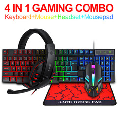 Thunder Wolf T-WOLF gaming four-piece set TF800 light-emitting mouse keyboard headset mouse pad set cross-border