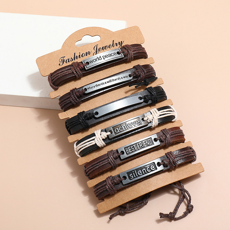 new simple braided letter band leather bracelet