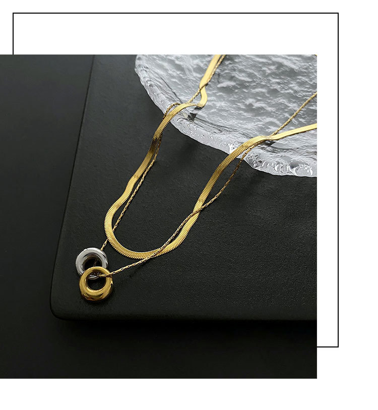 304 Stainless Steel Material Round Pattern Vacuum Plating Real Gold Plated 18K Silver Round 304 Stainless Steel Simple Style Waterproof Non Tarnish Titanium Pendant Necklace