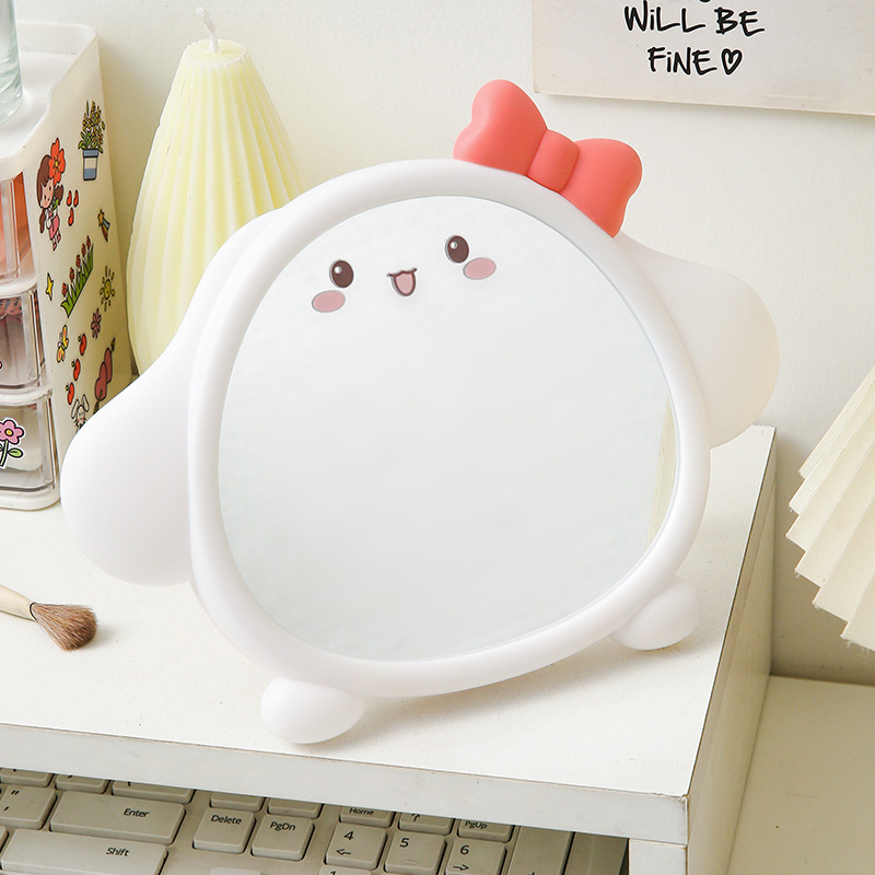 Espejo de maquillaje de plástico bonito para colocar en la mesa, espejo de escritorio montado en la pared, espejo de tocador para uso doméstico, espejo de princesa para dormitorio.