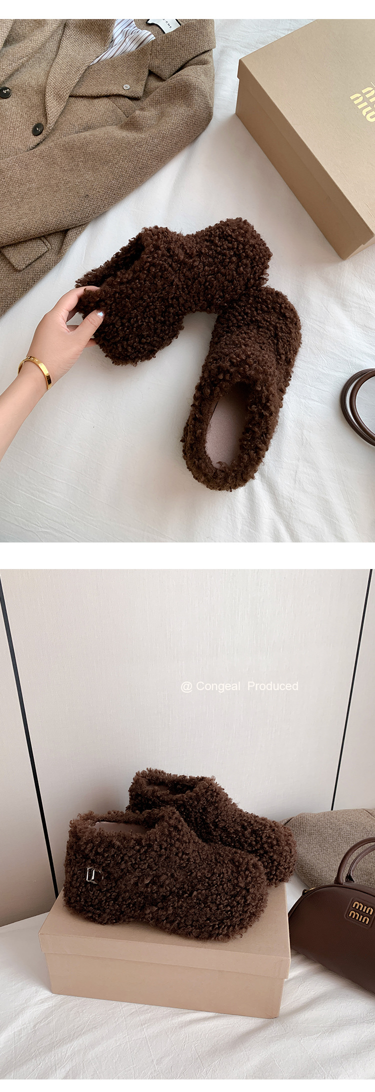 Dép bông Birkenstock đế trong siêu dày nữ, lót lông cừu ấm áp, mũi nhọn len cừu, form bao bọc — Lớp lót nhung đen, Lớp lót nhung màu nâu, Lớp lót đơn màu trắng nhạt, Màu đen một lớp chi tiết 27