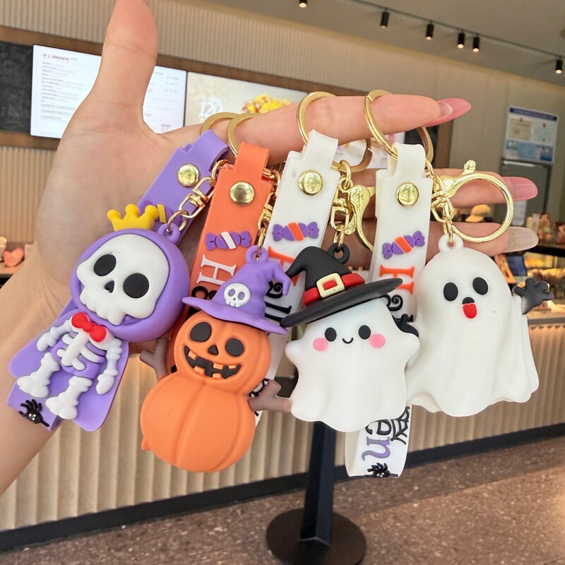 Cross-border bestseller Halloween keychain pumpkin haunted house doll pendant spooky funny keychain bag decoration