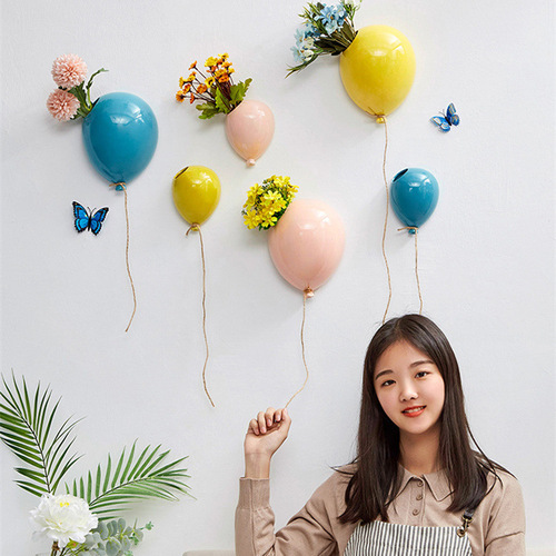 American-style ceramic balloon wall hanging cake ice cream shop wall creative vase kindergarten wall decoration hanging ornament