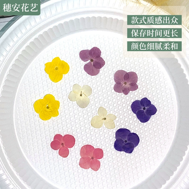 Оптовая Продажа с фабрики окрашенная круглая Гортензия сушеный цветок материал сумка капля клей Чехол для мобильного телефона DIY материал сумка сушеный цветок тисненое украшение