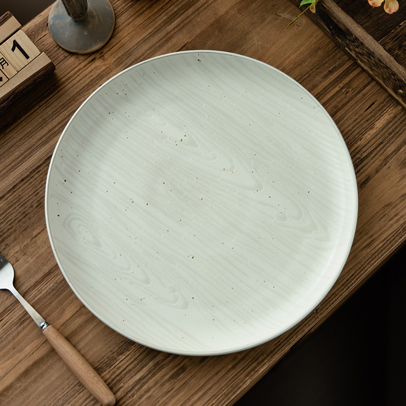 Plato de filete de cerámica retro plato de cena occidental 10 pulgadas plato de restaurante creativo de árbol plato de cena japonés