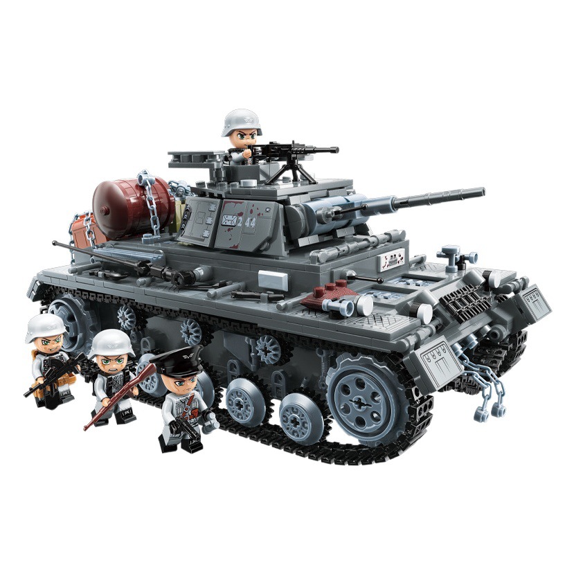 Ilustración 21021-28 campo de batalla Segunda Guerra Mundial F-tipo tanque de artillería aviones niño lucha militar bloques de construcción artículos de regalo de juguete