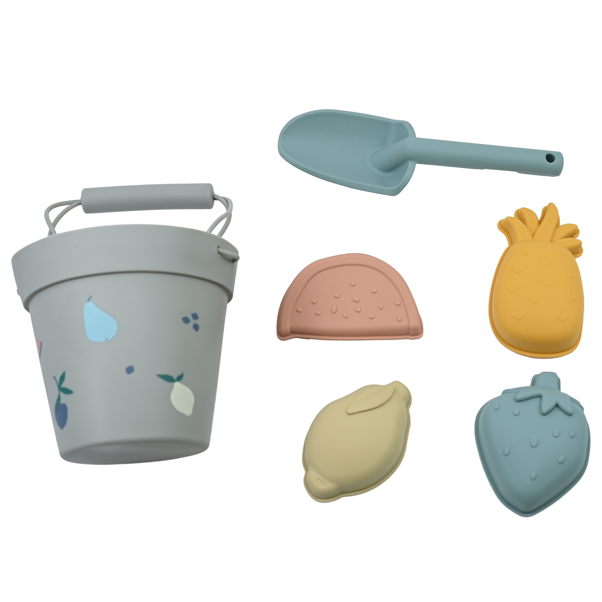 Herramientas de excavación de arena Barril junto al mar Juguetes para niños Pala junto al mar Fruta para padres e hijos Barril de silicona Juego de juguetes de playa