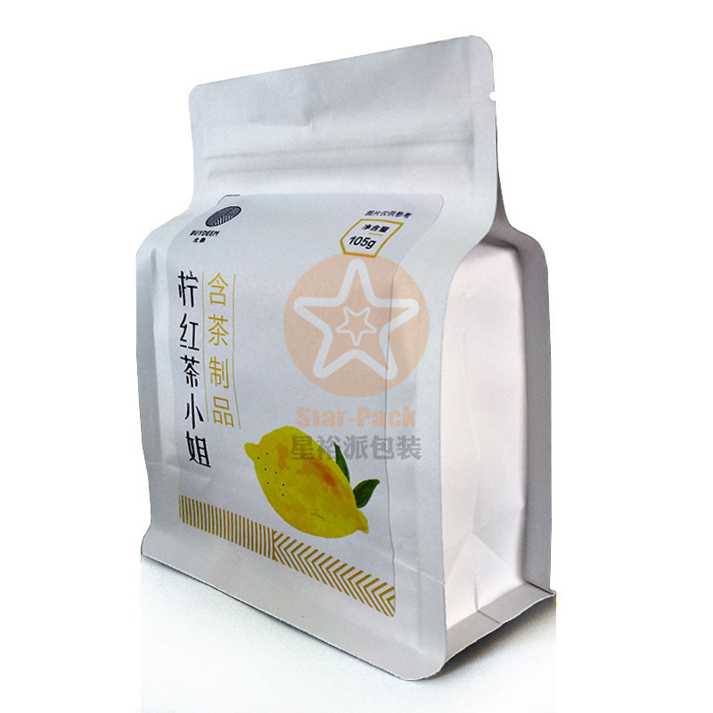 新品加厚牛皮纸质感柠檬蜜桃乌龙茶叶自封自立袋环保牛皮纸铝箔袋