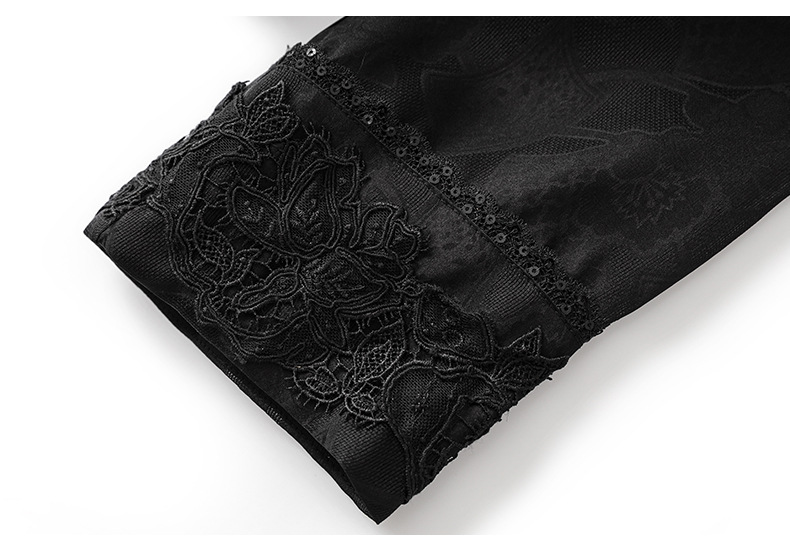 Áo sơ mi dài tay lụa organza cao cấp kiểu Trung Quốc mới mùa hè — Màu đen chi tiết 39