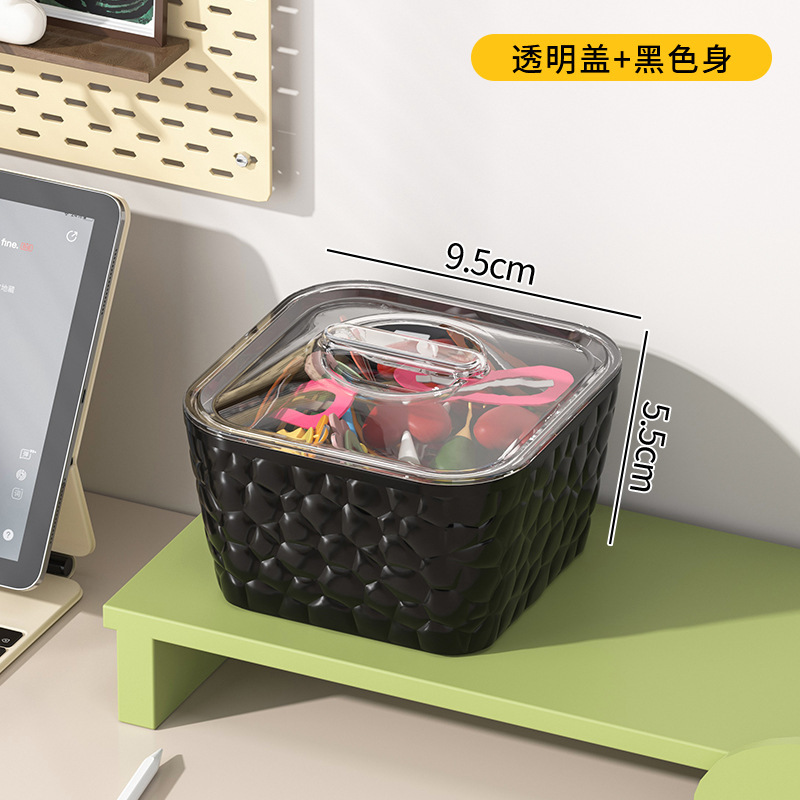 多巴胺桌面收纳盒发饰手饰盒带盖发圈发绳发夹饰品透明收纳盒批发|undefined