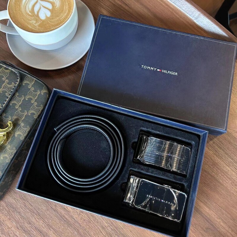 Cross-Border Thom T*Mi Wallet and Double-Sided Belt Set Gift Box, Double-Sided Belt Combination, Faux Leather Automatic Buckle Belt for Men