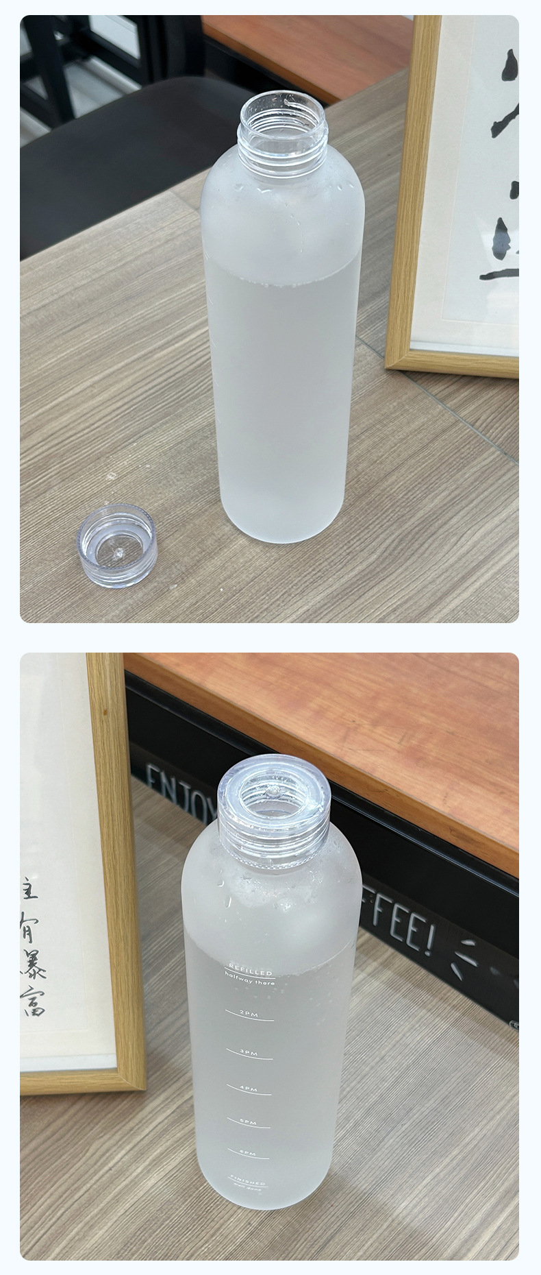 Xiaohongshu Same Style High-Quality Time Scale Cup Unisex Car Water Bottle Frosted Plastic Leak-Proof Tritan Drinking Cup
