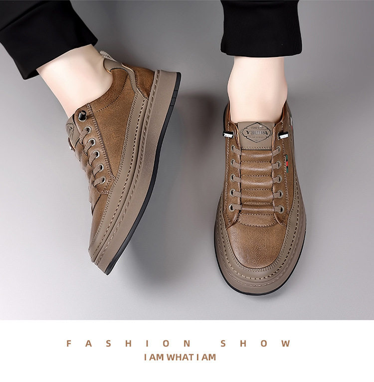 Giày sneaker nam cổ thấp dáng thường ngày, mũi tròn, đế cao su chống trượt, gót thấp 1–3 cm — Màu nâu, Màu đen chi tiết 16
