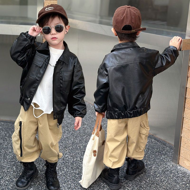 Boys Leather Jacket Stylish Spring Autumn Jacket For Children_voghion.com