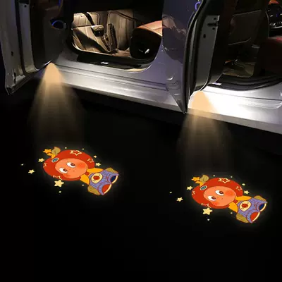Atmosphere Electric Car Decoration, Other Car Modifications - orange-pair-apple-boy-welcome-light-free-battery