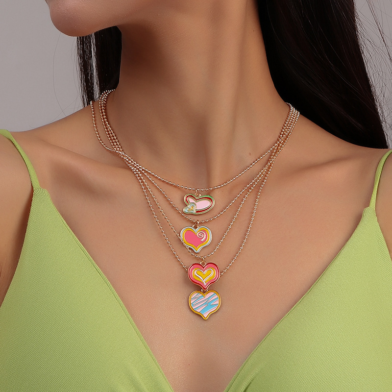 Pendant Necklace Classification Vacation Classic Style Heart Shape Zinc Alloy Ball Chain Pendant Necklaces Wholesale
