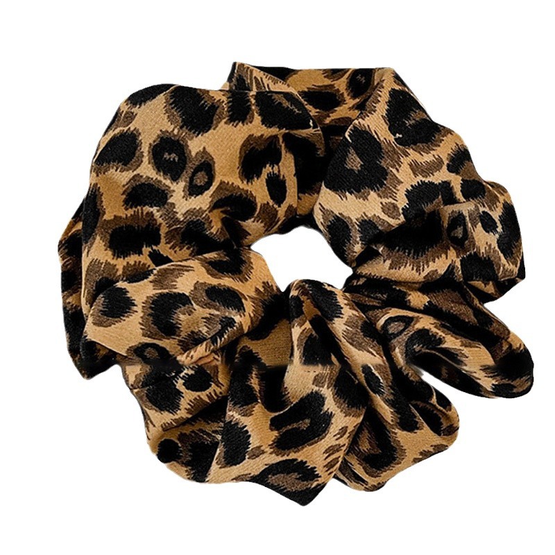 Leopardo anillo de cabello de intestino grande cuerda de cuero super grande correa de correa de cabello de alta calidad de mujer cuerda de cabello de cola de caballo de alta elasticidad y durabilidad