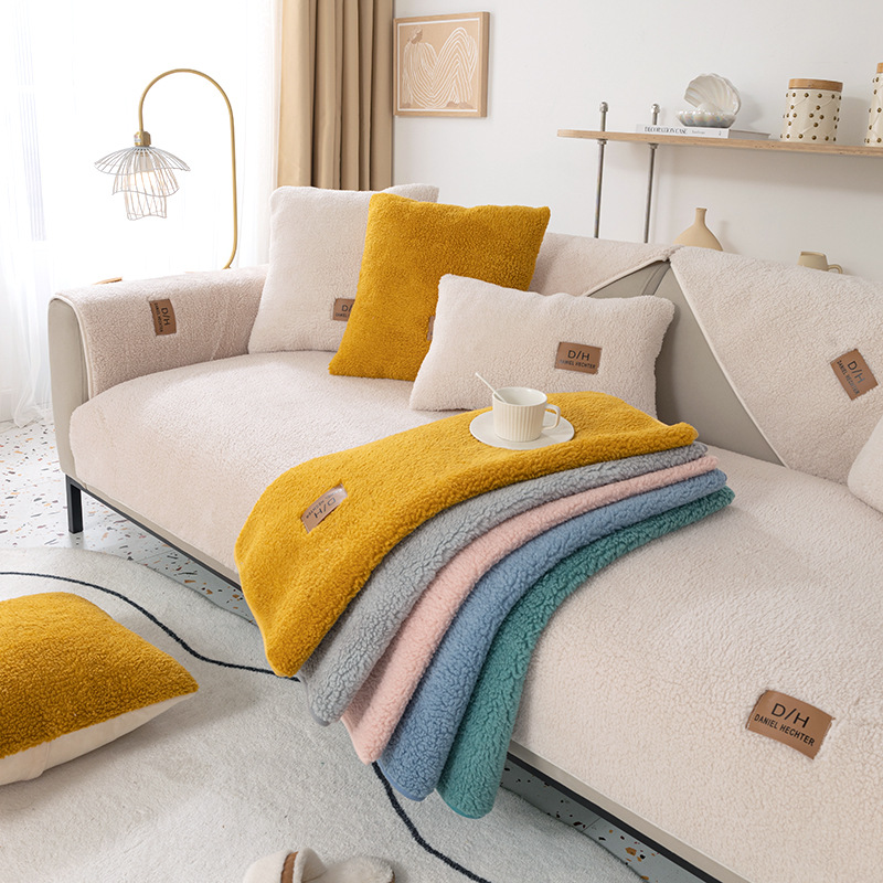 Buy quality Winter Lamb Velvet Sofa Cushion Thick Plush Cushion Non