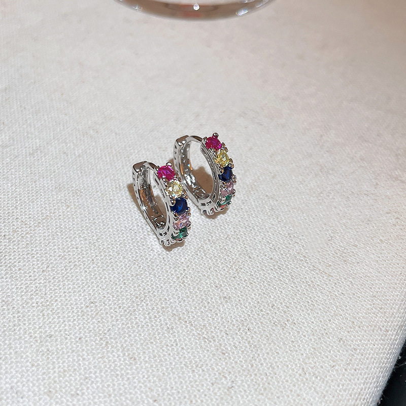 Retro Geometric Copper Inlaid Zircon Earrings 1 Pair