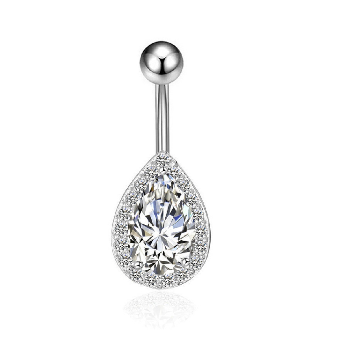 Piercing nombril goutte d'eau avec zircon et coeur strass_voghion.com