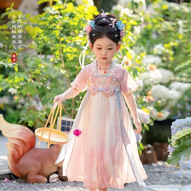 2025 New Summer Style Ancient Style Hanfu for Girls, Super Fairy-Like and Elegant Ruqun, Cute Princess National Style Dress for Little Girls