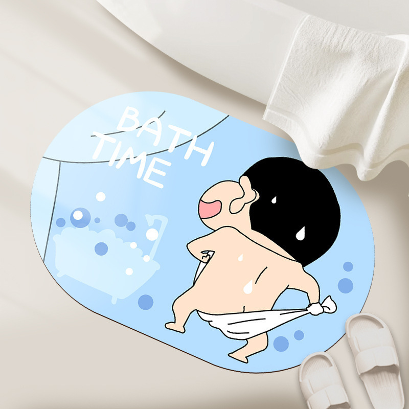 卡通可爱蜡笔小新硅藻泥地垫浴室防滑吸水脚垫入户耐脏易打理垫|undefined
