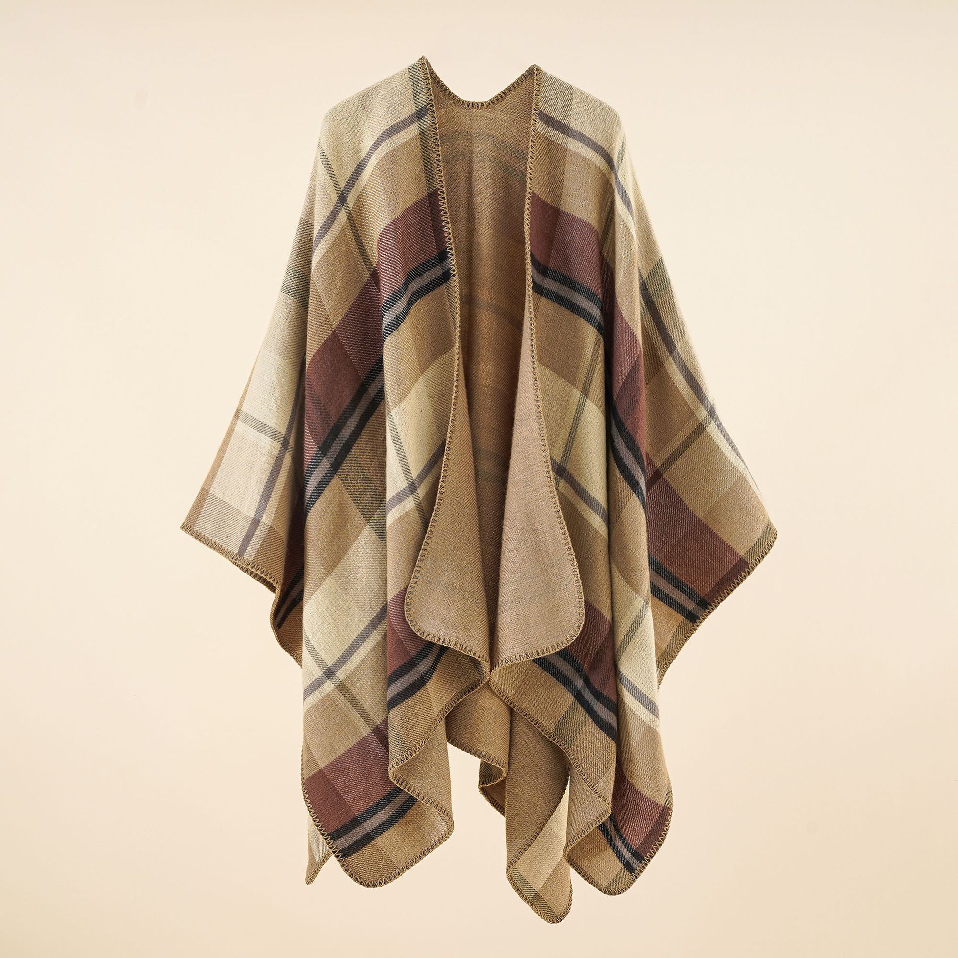 Las mujeres europeas y americanas nuevo 2022 rayas Plaid Cashmere chal moda caliente bufanda grande