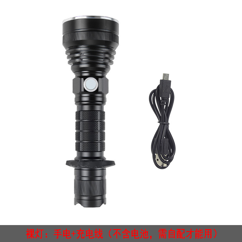 Nueva linterna verde transfronteriza aleación de aluminio carga USB al aire libre búsqueda remota luz de rastreo luz roja