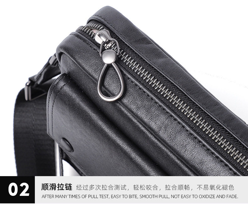 Túi đeo chéo nam da bò thật kiểu ngang cỡ nhỏ 29×11×17 cm — Màu đen chi tiết 20