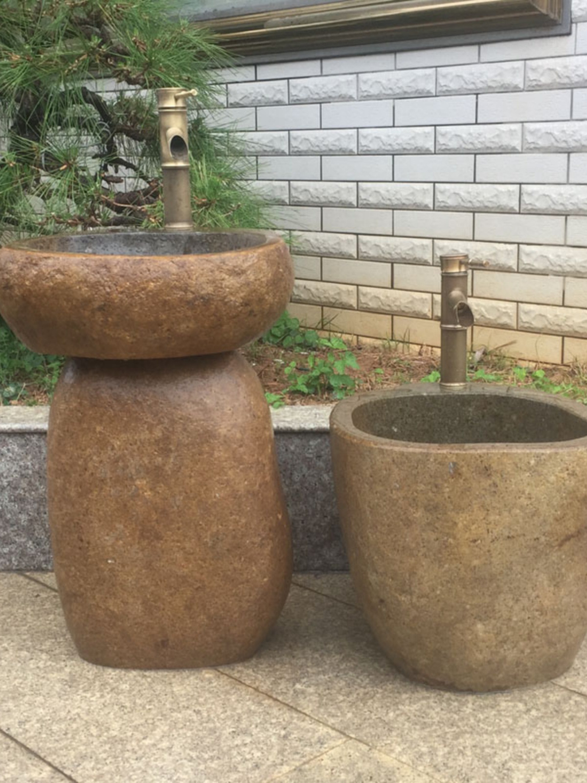 Courtyard Pool Garden Pebbles Outdoor Stone Kindergarten Wash Basin Column Integrated Outdoor Children's Sink