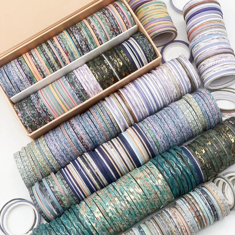 Декоративная рамка Washi-лента, ширина 3 мм, смешанные цвета, рулоны для блокнота, края фото