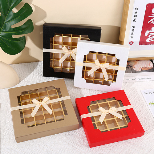 New Valentine's Day Transparent Chocolate Baking Packaging Box 9 Pcs Window Pastry Box 9-Grid Dessert Box Wholesale
