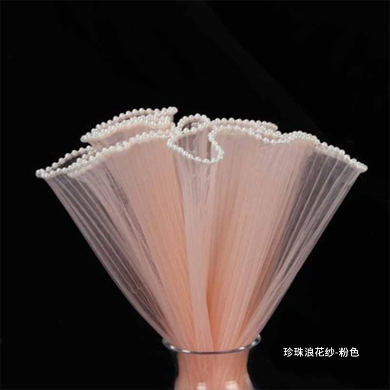 Flower Shadow estilo coreano Pearl spray hilo de malla de embalaje de flores malla hilo plisado material de envoltura de flores suministros de la tienda de flores
