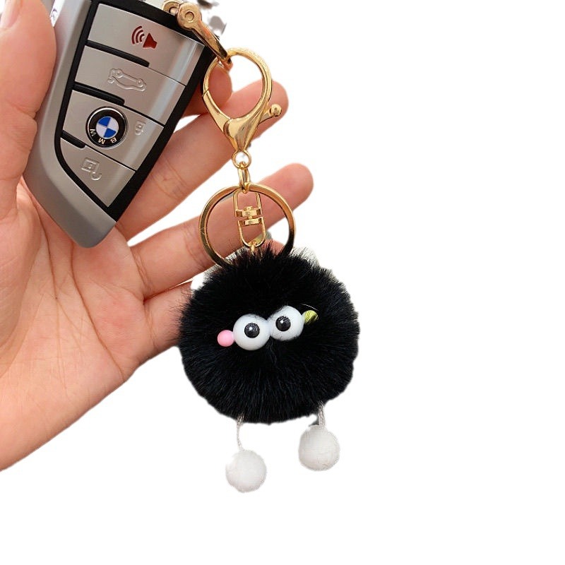 Suministro de nuevos lindos dibujos animados elfos de carbón pequeño colgante de pelusa colgante llavero de automóvil bolso colgante