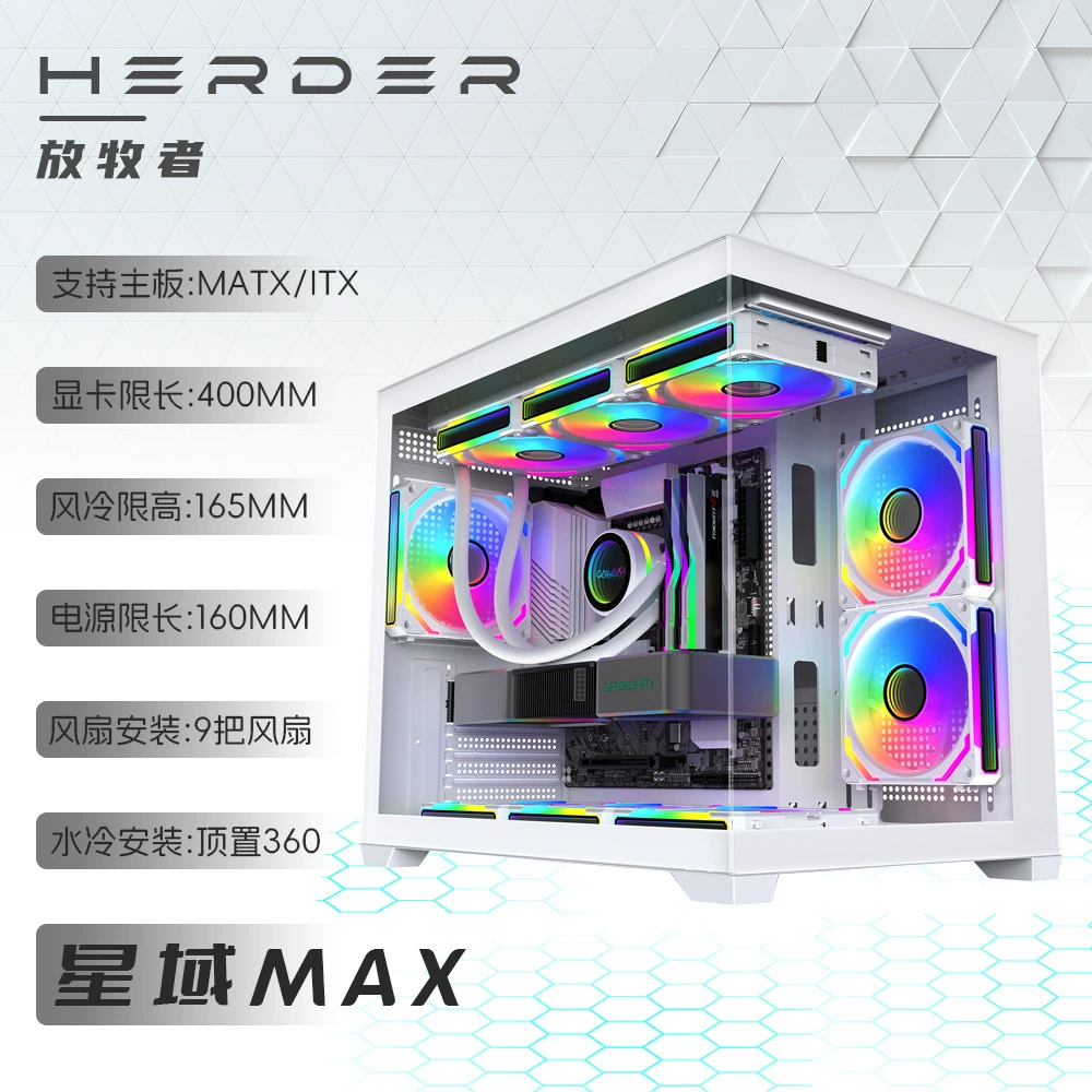 Корпус для ПК с видом на море, материнская плата mATX, без стоек, белый, 360 мм водяное охлаждение, коврик для стола, набор для сборки игрового десктопа