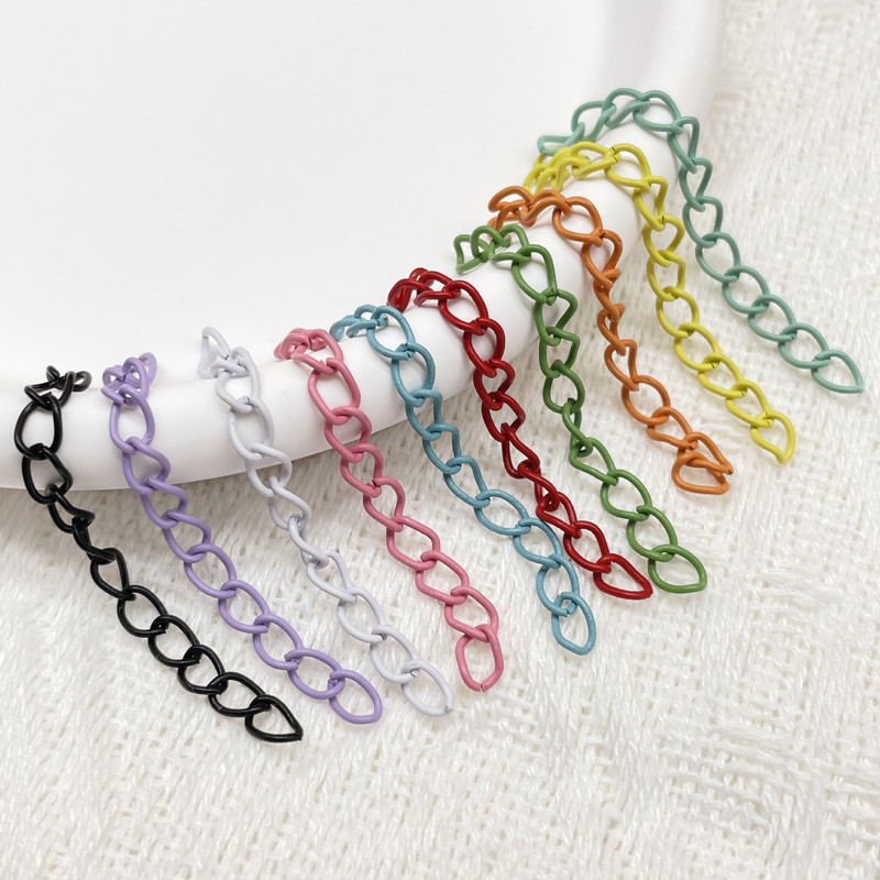 50mm Colorful Painted Extension Chain Keychain Tail Chain DIY Accessories Metal Chain Connecting Chain Fresh and Sweet Style