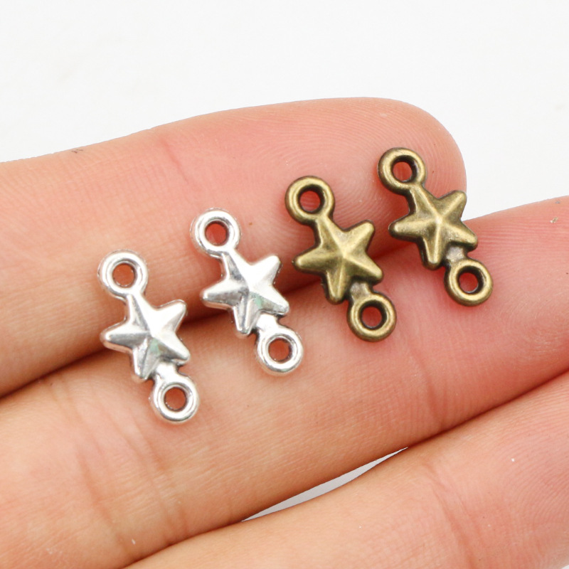 合金双吊五角星小星星吊坠DIY饰品配件项链手链挂件 15x7mm  0.7g