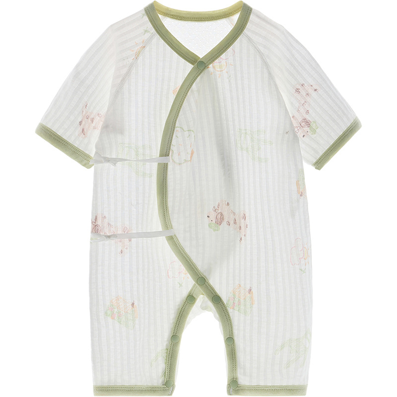 Ropa de verano para bebé recién nacido, estilo fino, manga corta, 0-3 meses, mono unisex para bebé, conjunto de verano para bebé